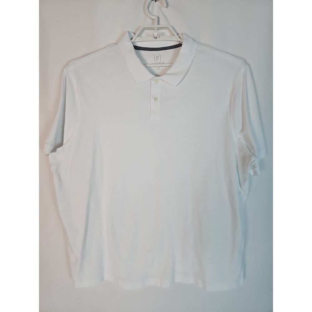 George Short Men's Sleeve White Polo Shirt, Size 2XL